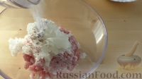 "Гнёзда" из макарон с мясным фаршем и зелёным горошком