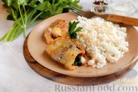 Рыбные рулетики с томатной пастой и зеленью (на сковороде)