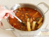 Густой суп "Бефстроганов" с макаронами и грибами