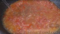 "Гнёзда" из макарон с мясным фаршем и зелёным горошком
