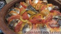 Скумбрия с овощами, в духовке