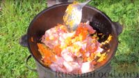 Кролик, тушенный с овощами и томатным соком (в казане)