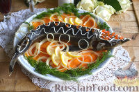 Осетр, запеченный в духовке, с овощами